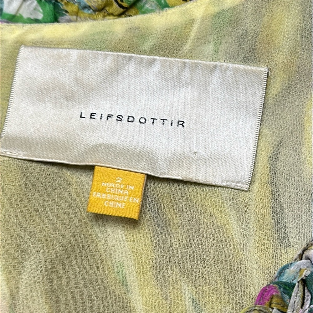LEIFSDOTTIR sleeveless silk dress, flowery ruffles, Lined, watercolor look, 2 - Picture 2 of 13